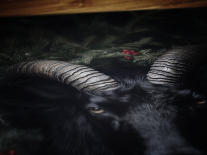 Vintage Dark Christmas Poster - Black Phillip, Krampus Wall Art Decor, Gothic Holiday Artwork, Dark Goth Festive Gift for Horror Fans