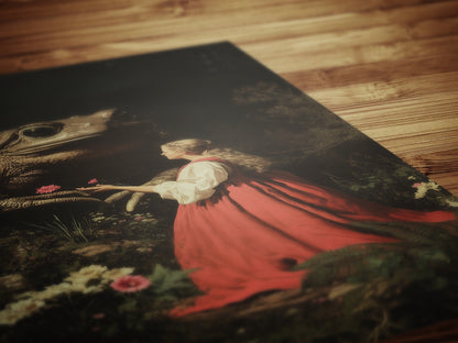 The Princess and the Enchanted Toad, Goblincore Poster, Whimsical Fantasy Surreal Landscape Wall Art Print