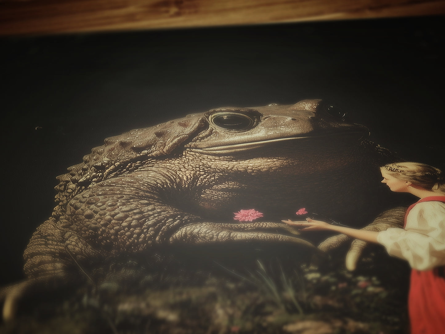 The Princess and the Enchanted Toad, Goblincore Poster, Whimsical Fantasy Surreal Landscape Wall Art Print