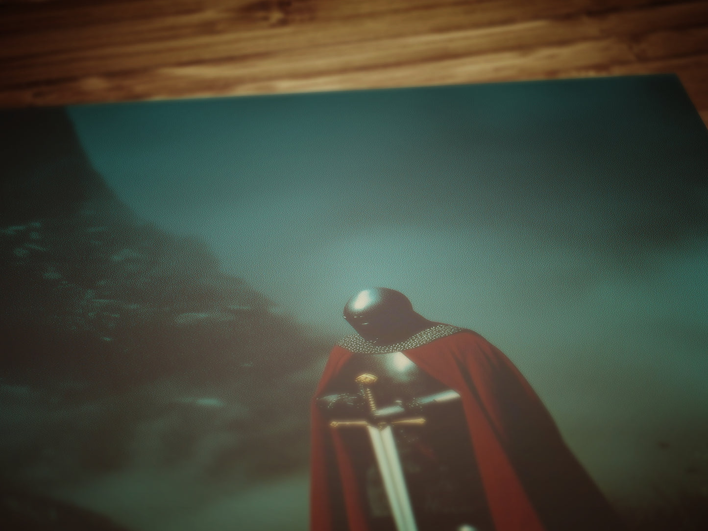 Medieval Knight with Sword Art Print, Gothic Fantasy Warrior Wall Decor, Epic Dark Knight Artwork, Medieval Art Castle Core Aesthetic Poster