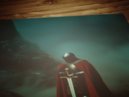 Medieval Knight with Sword Art Print, Gothic Fantasy Warrior Wall Decor, Epic Dark Knight Artwork, Medieval Art Castle Core Aesthetic Poster