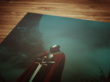 Medieval Knight with Sword Art Print, Gothic Fantasy Warrior Wall Decor, Epic Dark Knight Artwork, Medieval Art Castle Core Aesthetic Poster