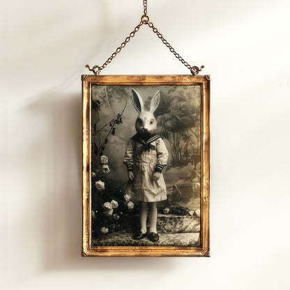 Victorian Easter Bunnie Rabbit, Victorian Gothic Vintage Inspired photograph, Occult Poster, Dark Academia, Goth Home Decor