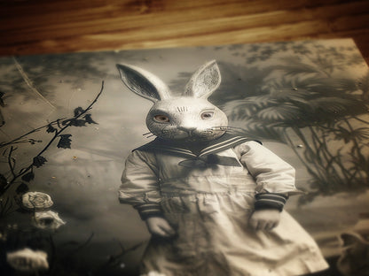 Victorian Easter Bunnie Rabbit, Victorian Gothic Vintage Inspired photograph, Occult Poster, Dark Academia, Goth Home Decor