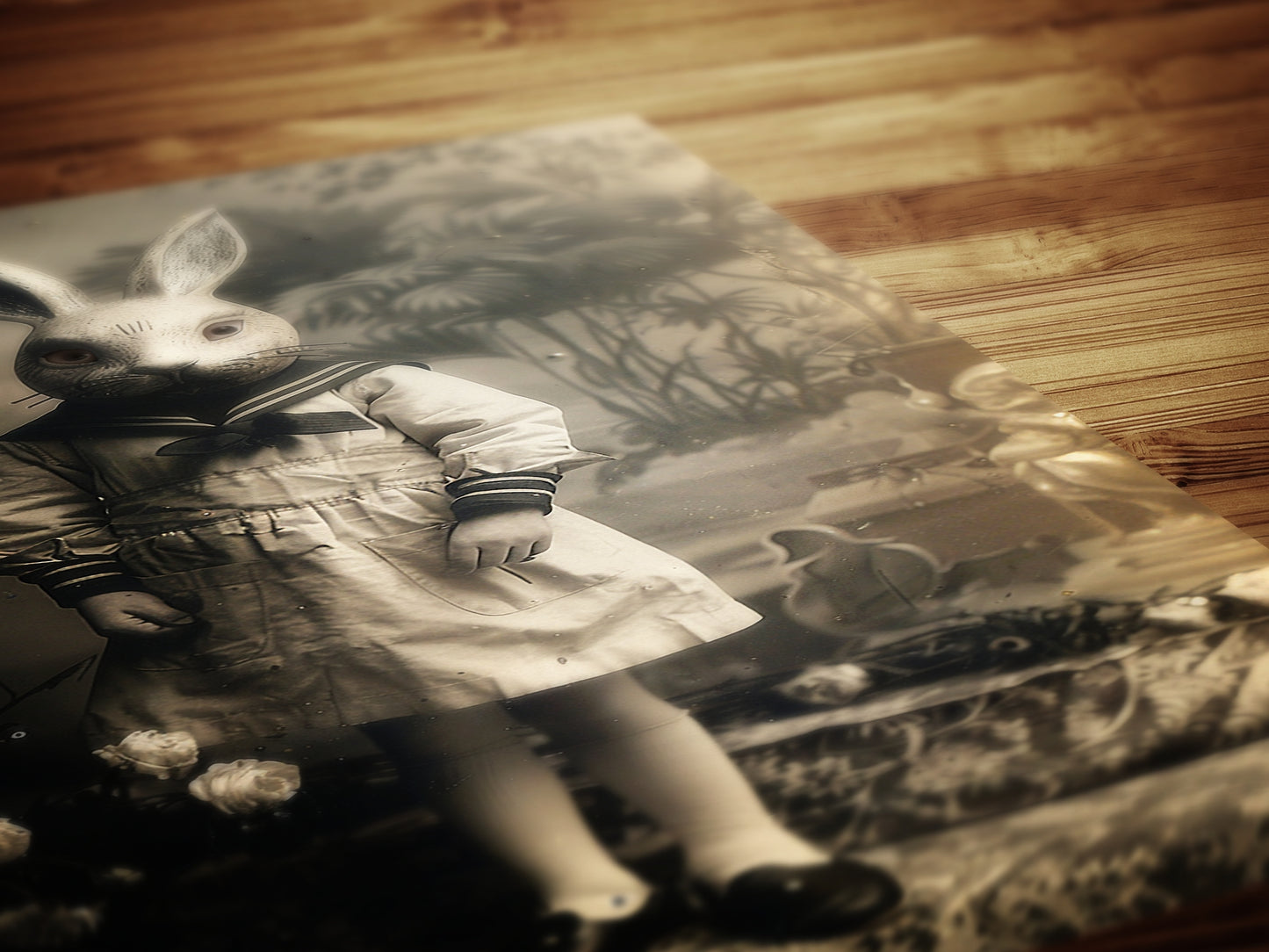 Victorian Easter Bunnie Rabbit, Victorian Gothic Vintage Inspired photograph, Occult Poster, Dark Academia, Goth Home Decor