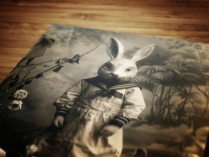 Victorian Easter Bunnie Rabbit, Victorian Gothic Vintage Inspired photograph, Occult Poster, Dark Academia, Goth Home Decor