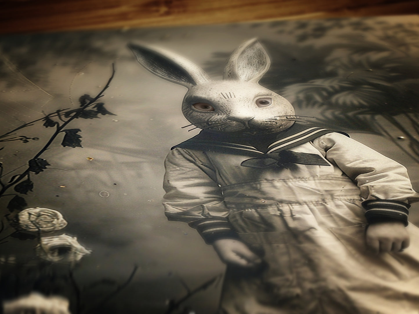 Victorian Easter Bunnie Rabbit, Victorian Gothic Vintage Inspired photograph, Occult Poster, Dark Academia, Goth Home Decor