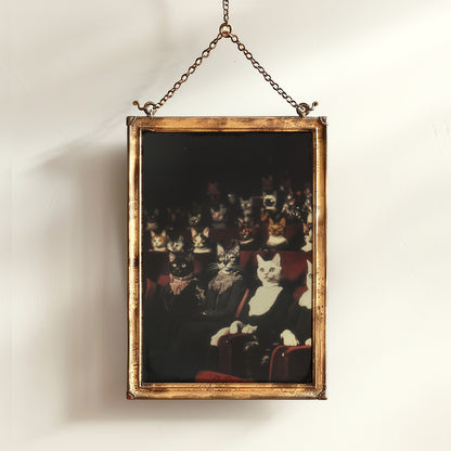 Victorian Cats in Theatre Art Print, Whimsical Feline Wall Decor, Vintage Anthropomorphic Cats Portrait, Gothic Animal Aesthetic Poster