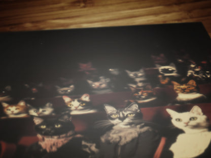 Victorian Cats in Theatre Art Print, Whimsical Feline Wall Decor, Vintage Anthropomorphic Cats Portrait, Gothic Animal Aesthetic Poster