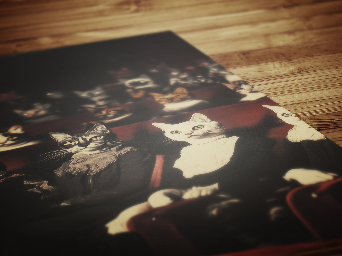 Victorian Cats in Theatre Art Print, Whimsical Feline Wall Decor, Vintage Anthropomorphic Cats Portrait, Gothic Animal Aesthetic Poster