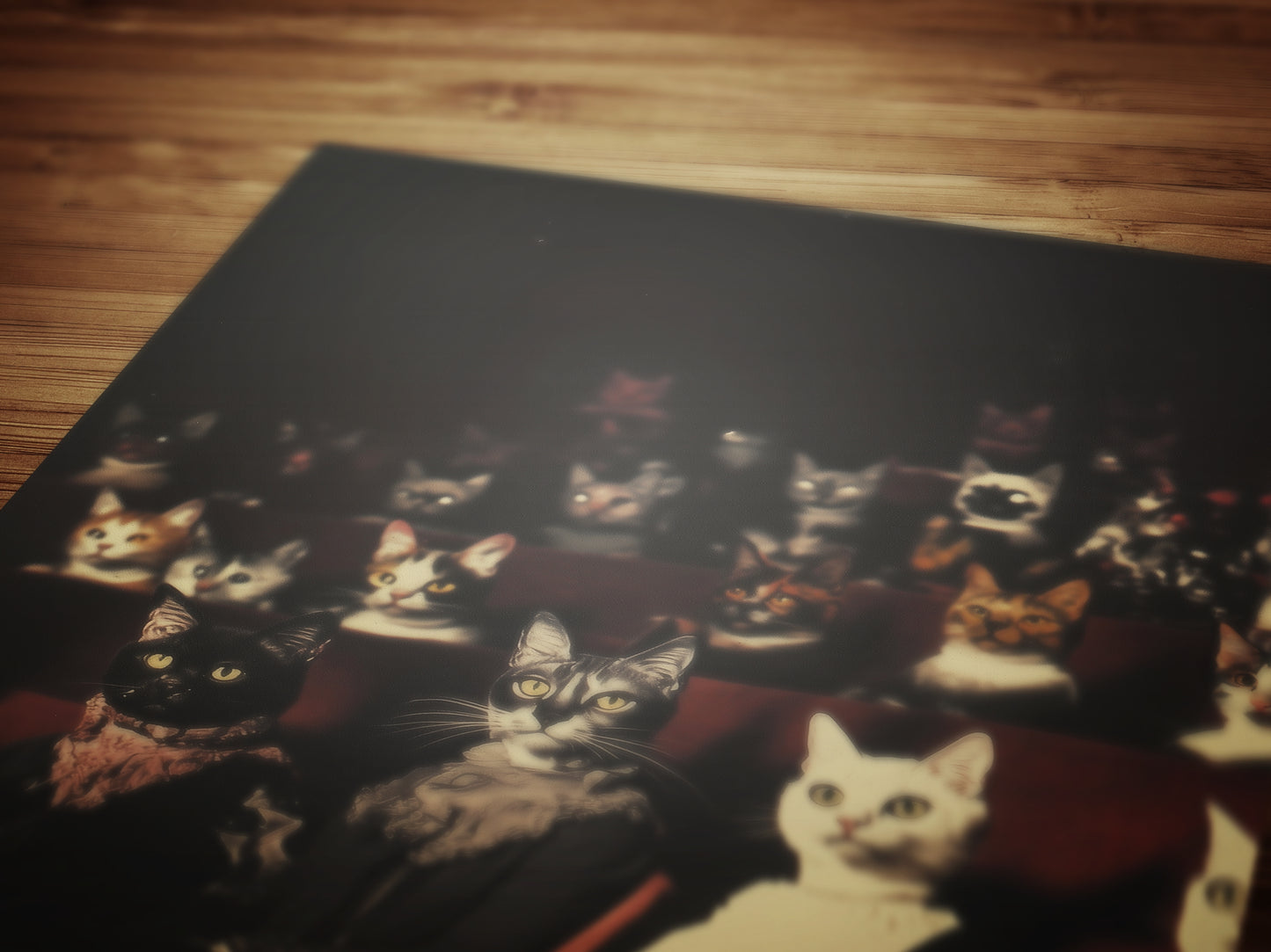 Victorian Cats in Theatre Art Print, Whimsical Feline Wall Decor, Vintage Anthropomorphic Cats Portrait, Gothic Animal Aesthetic Poster