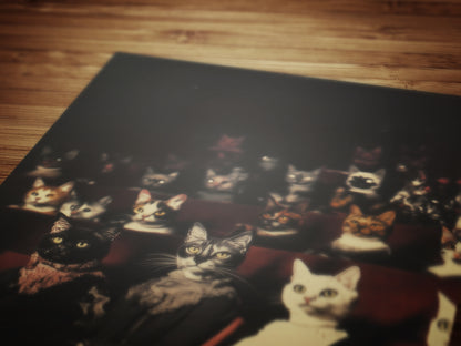 Victorian Cats in Theatre Art Print, Whimsical Feline Wall Decor, Vintage Anthropomorphic Cats Portrait, Gothic Animal Aesthetic Poster