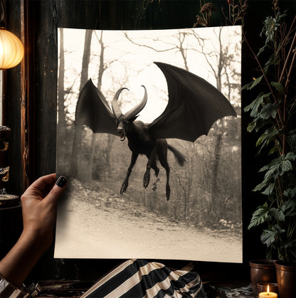 Mythical Jersey Devil Poster Gothic Fantasy Wall Decor