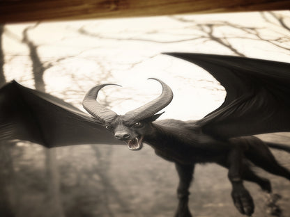Mythical Jersey Devil Poster Gothic Fantasy Wall Decor
