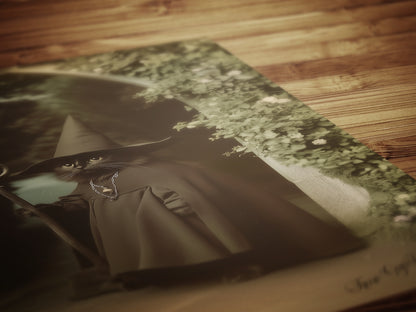 Vintage Retro Aesthetic Poster, Black Cat Witch Art Print, Feline Wizard in a Mystical Garden | Dark Academia, Whimsical Wall Art