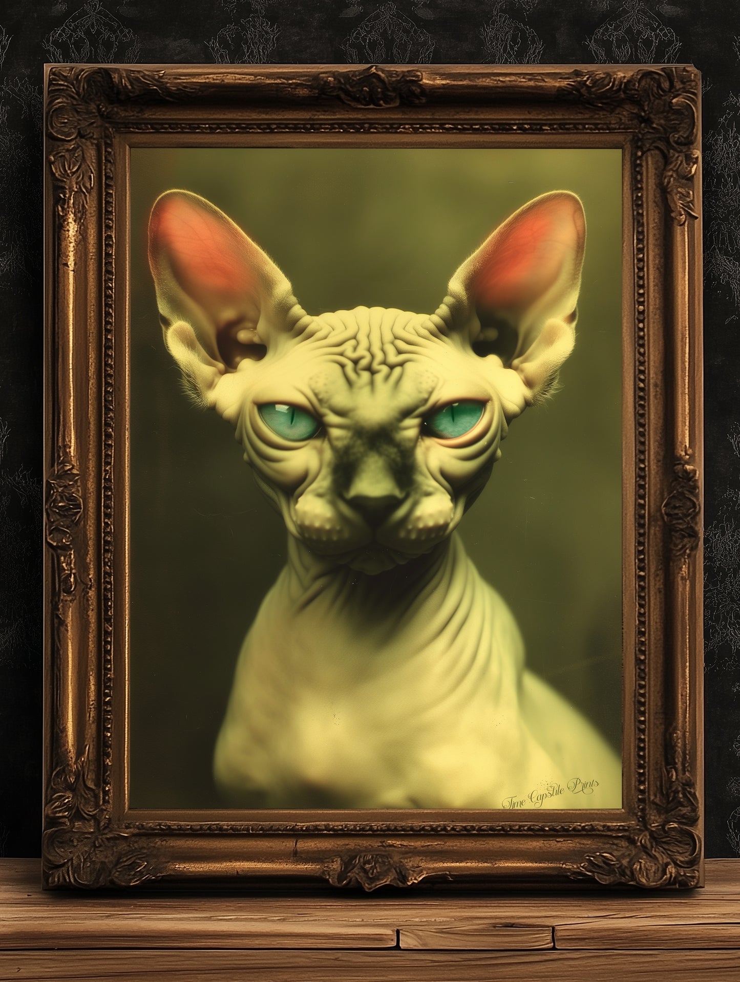 Regal Sphynx Cat Poster, Retro Vintage Inspired Gothic Wall Art, Retro Aesthetic Poster Weird Art & Unique Home Decor, Sphynx Cat Lover Gift
