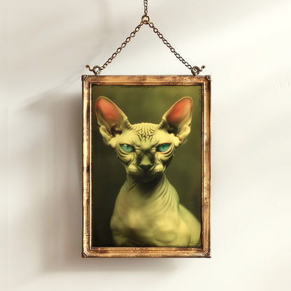 Regal Sphynx Cat Poster, Retro Vintage Inspired Gothic Wall Art, Retro Aesthetic Poster Weird Art & Unique Home Decor, Sphynx Cat Lover Gift