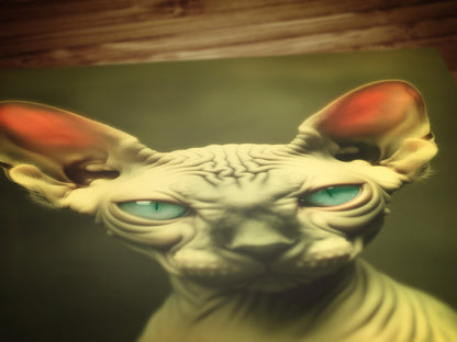 Regal Sphynx Cat Poster, Retro Vintage Inspired Gothic Wall Art, Retro Aesthetic Poster Weird Art & Unique Home Decor, Sphynx Cat Lover Gift