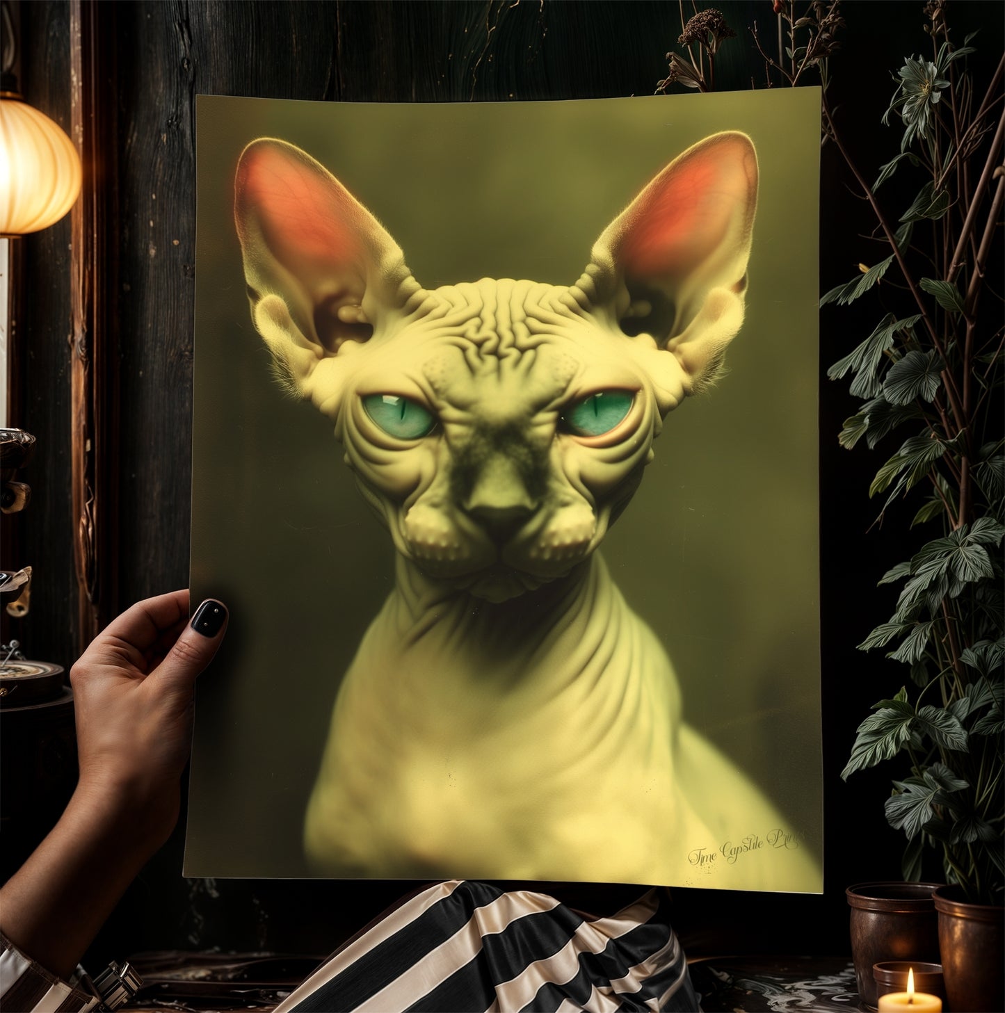 Regal Sphynx Cat Poster, Retro Vintage Inspired Gothic Wall Art, Retro Aesthetic Poster Weird Art & Unique Home Decor, Sphynx Cat Lover Gift