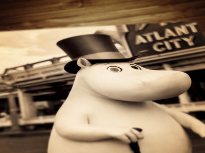 Vintage Elegant Moomin In Top Hat, Whimsical Decor, Nostalgic Digital Art Print in Sepia Tone, Retro Cartoon Wall Decor, Nursery Decor