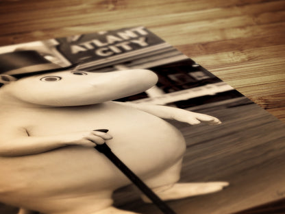 Vintage Elegant Moomin In Top Hat, Whimsical Decor, Nostalgic Digital Art Print in Sepia Tone, Retro Cartoon Wall Decor, Nursery Decor