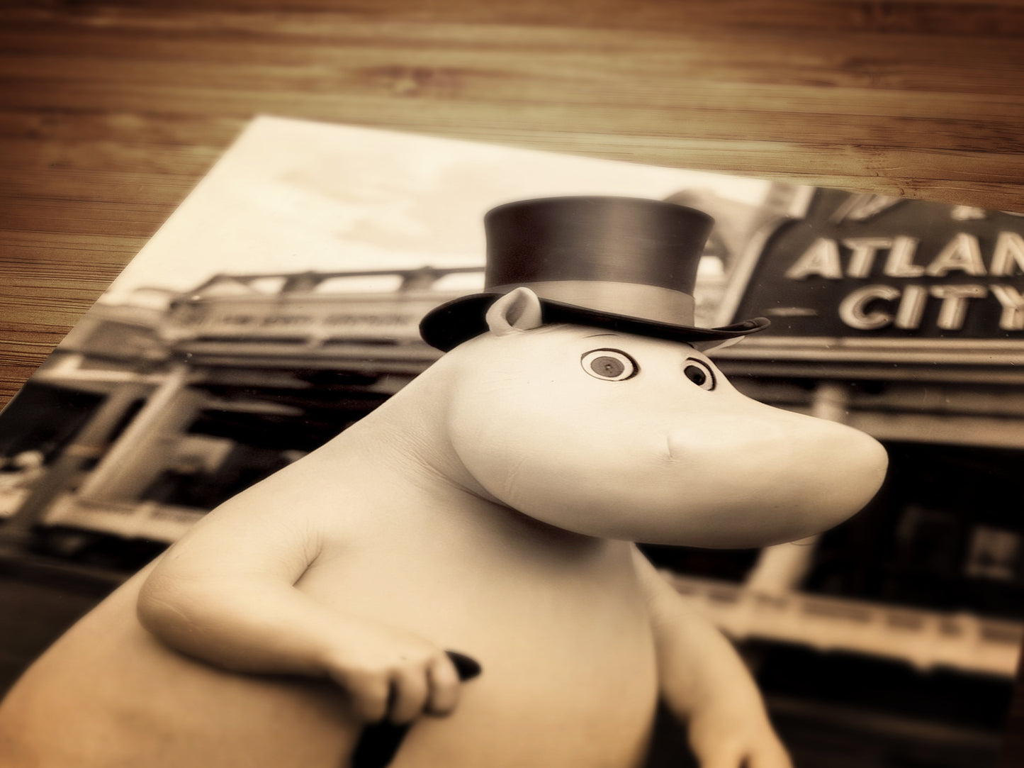 Vintage Elegant Moomin In Top Hat, Whimsical Decor, Nostalgic Digital Art Print in Sepia Tone, Retro Cartoon Wall Decor, Nursery Decor