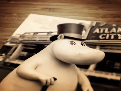 Vintage Elegant Moomin In Top Hat, Whimsical Decor, Nostalgic Digital Art Print in Sepia Tone, Retro Cartoon Wall Decor, Nursery Decor