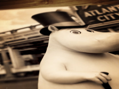 Vintage Elegant Moomin In Top Hat, Whimsical Decor, Nostalgic Digital Art Print in Sepia Tone, Retro Cartoon Wall Decor, Nursery Decor
