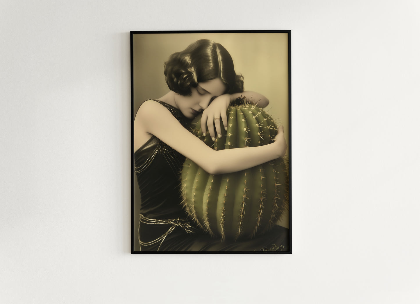 A Dangerous Love Vintage Poster Woman Holding a Cactus