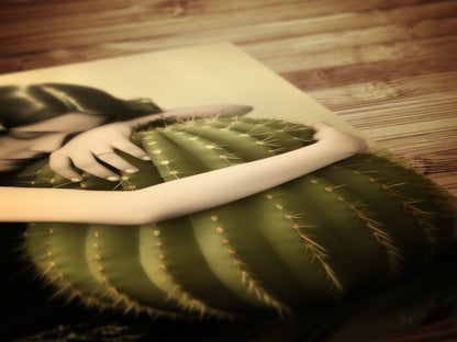 A Dangerous Love Vintage Poster Woman Holding a Cactus