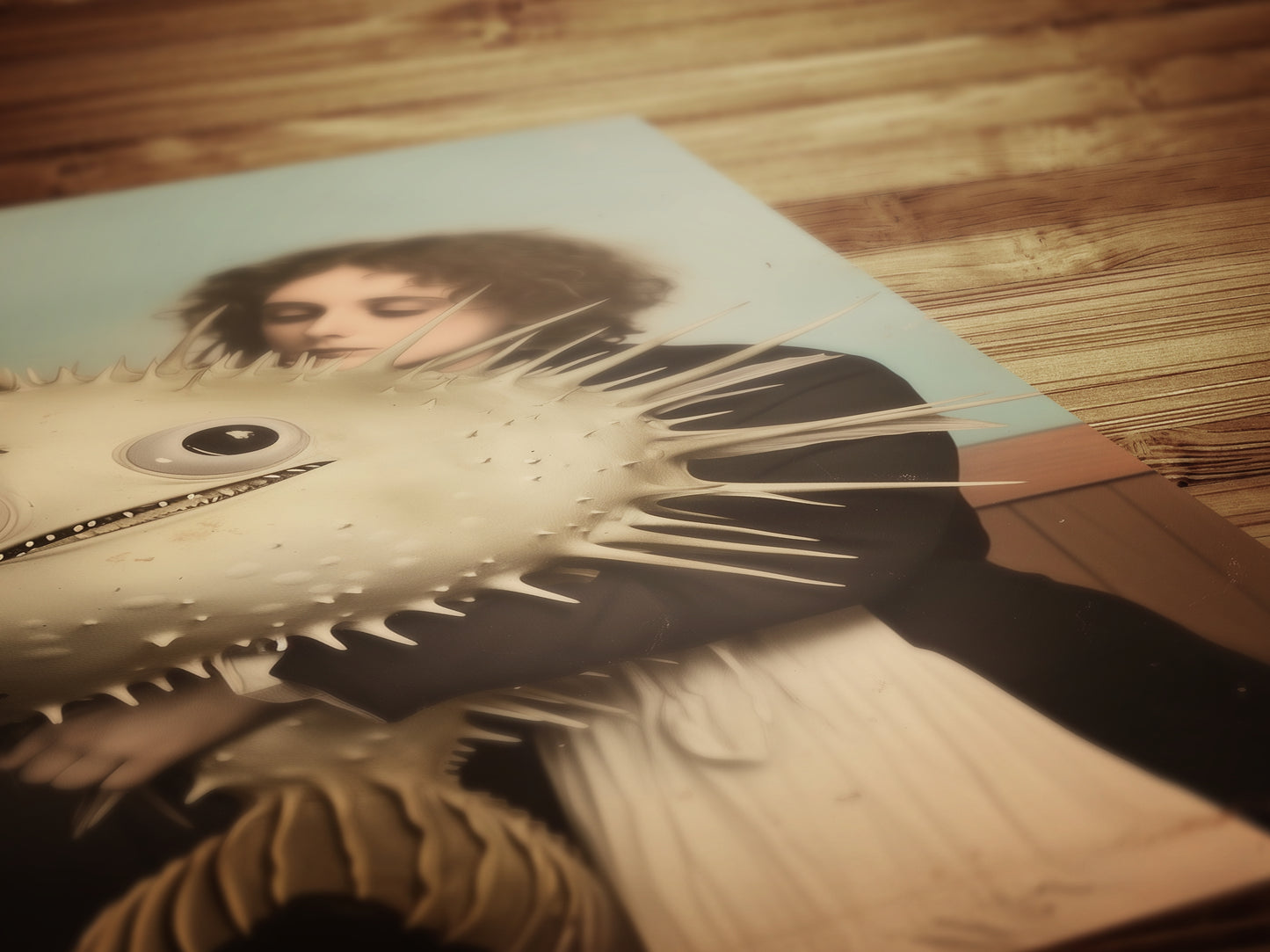 A Fishy Situation Woman with Pufferfish Gothic Decor Print