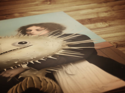 A Fishy Situation Woman with Pufferfish Gothic Decor Print