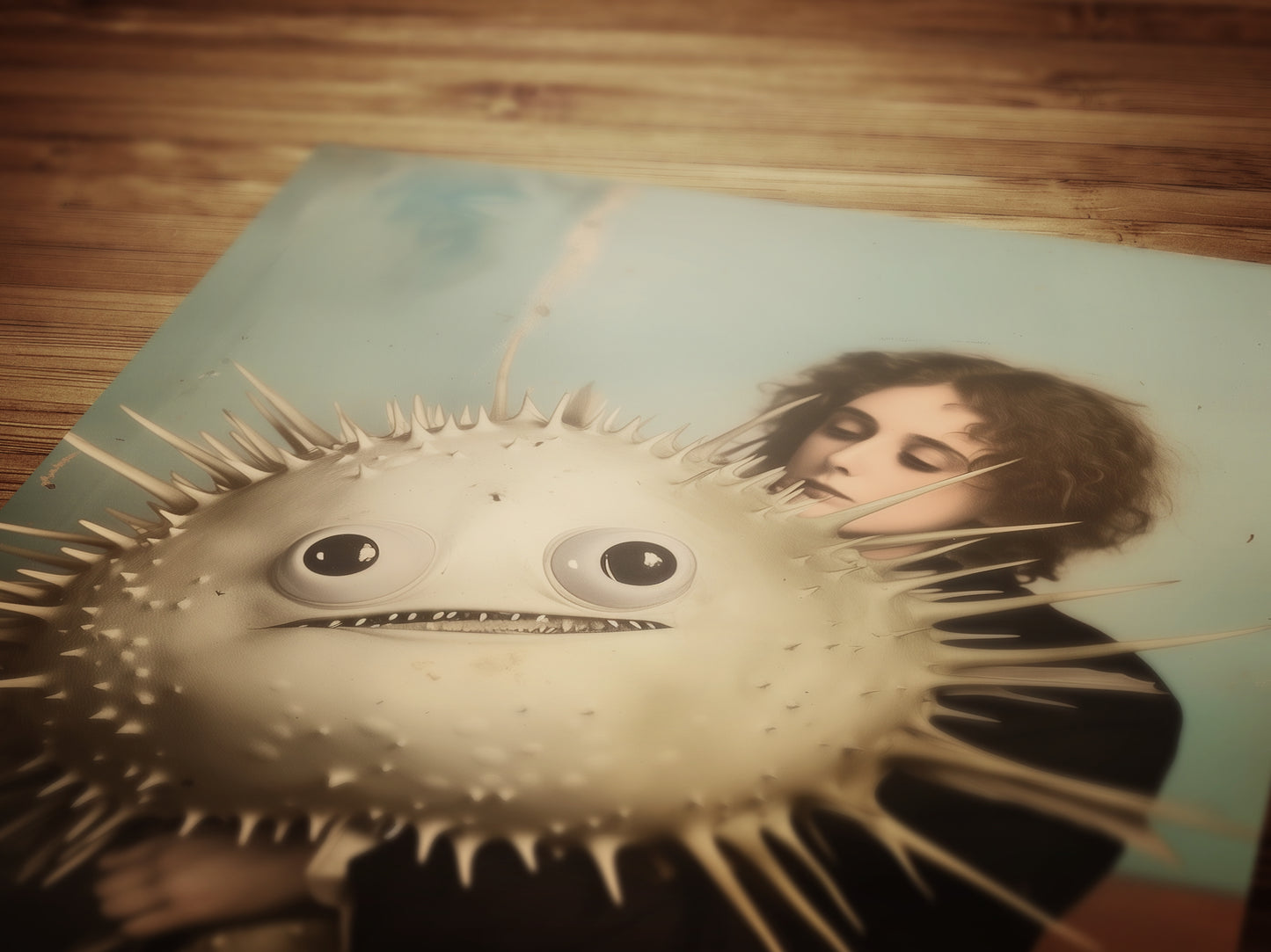 A Fishy Situation Woman with Pufferfish Gothic Decor Print