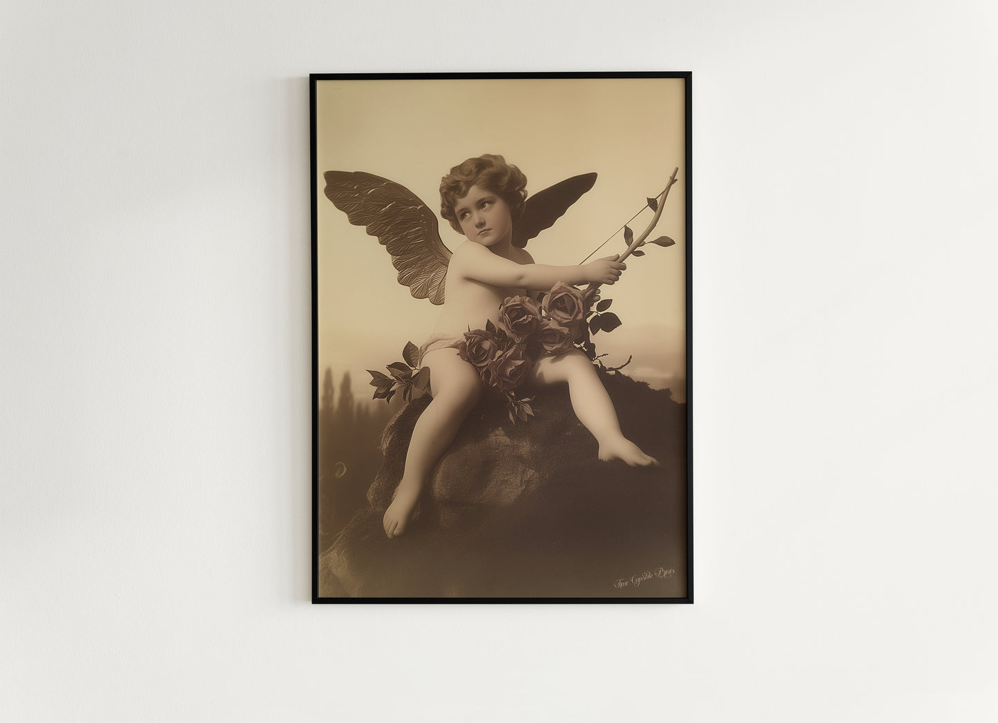 Vintage Victorian Inspired Cherub Cupid, Valentine Days Special Poster, Retro Moody Romantic Wall Art Print Gift, Dark Academia Decor