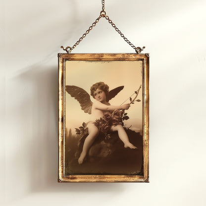 Vintage Victorian Inspired Cherub Cupid, Valentine Days Special Poster, Retro Moody Romantic Wall Art Print Gift, Dark Academia Decor