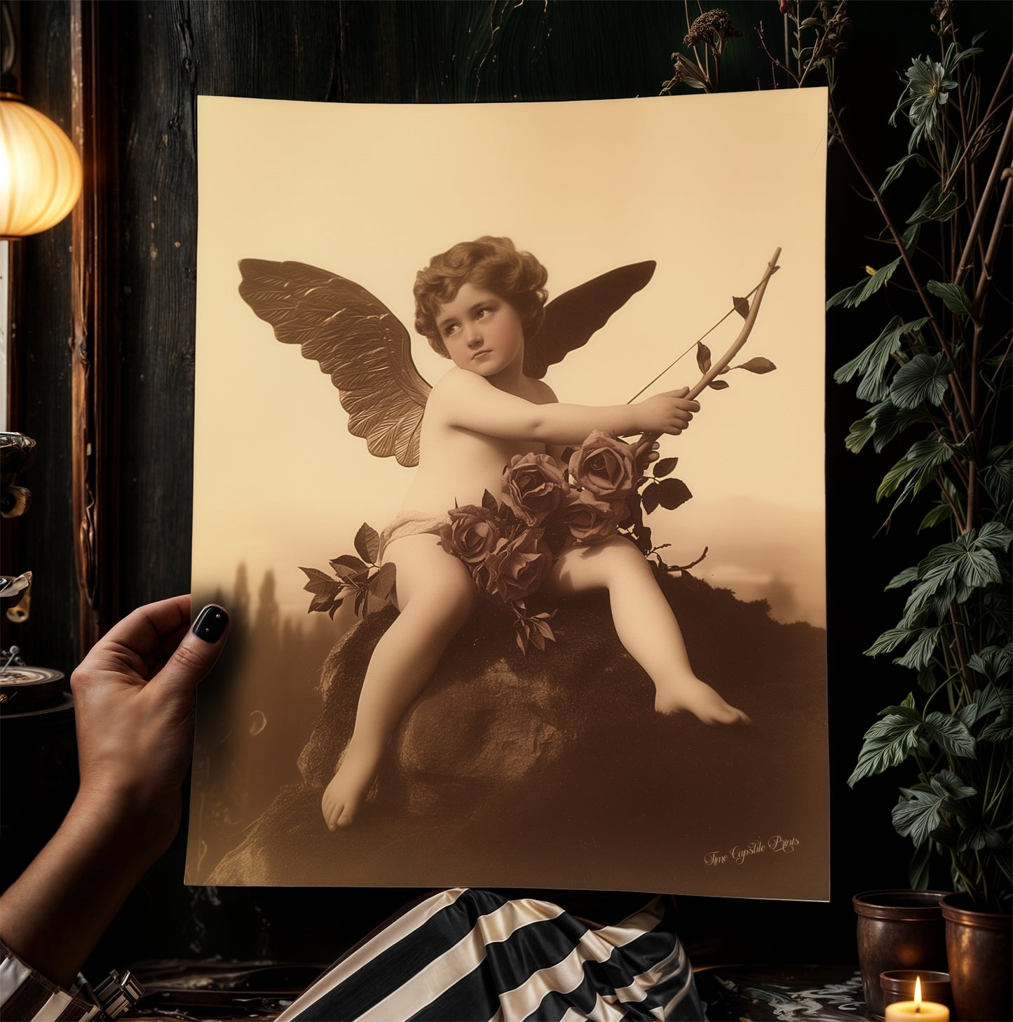 Vintage Victorian Inspired Cherub Cupid, Valentine Days Special Poster, Retro Moody Romantic Wall Art Print Gift, Dark Academia Decor