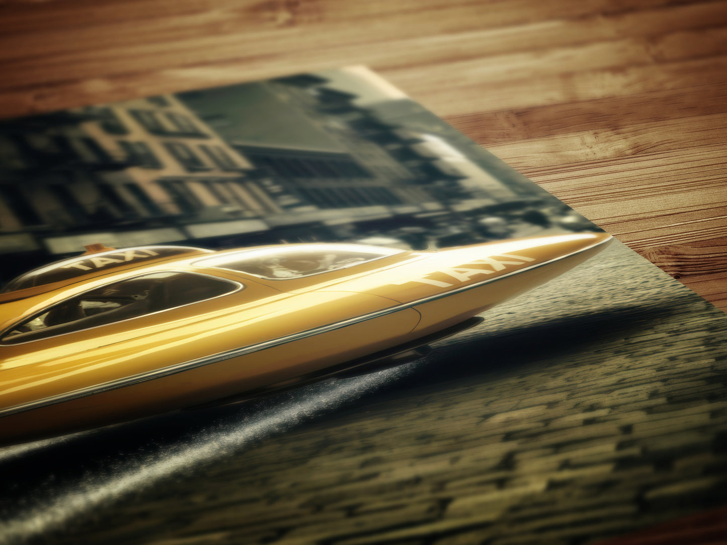 Retro Futuristic Print Vintage Sci-Fi UFO Taxi Wall Art