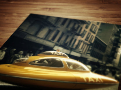 Retro Futuristic Print Vintage Sci-Fi UFO Taxi Wall Art