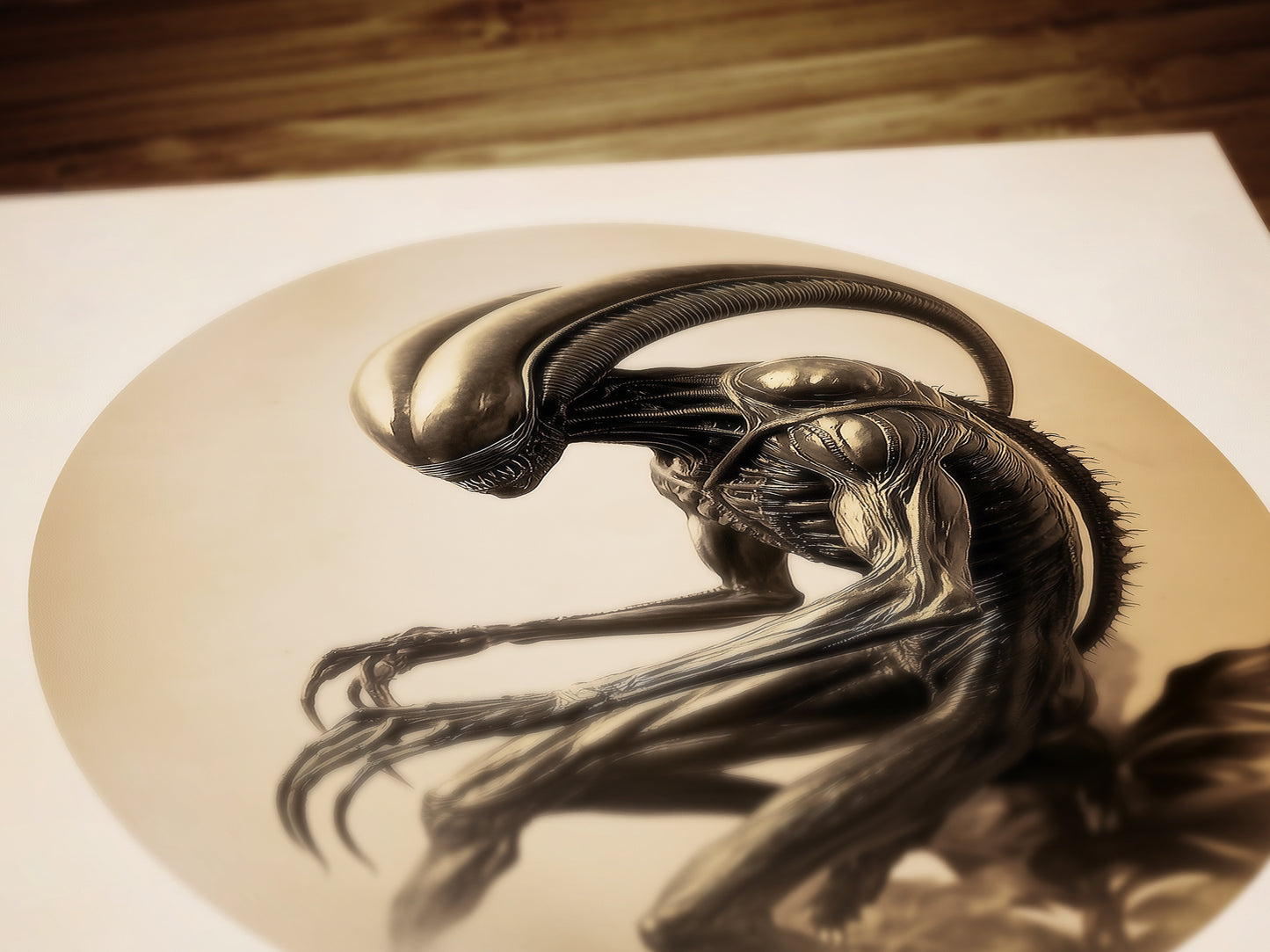 Vintage Gothic Xenomorph Postcard Art Poster, Alien Horror Wall Decor, Sci-Fi Gothic Aesthetic, Dark Fantasy Poster, Retro Futurism Wall Art