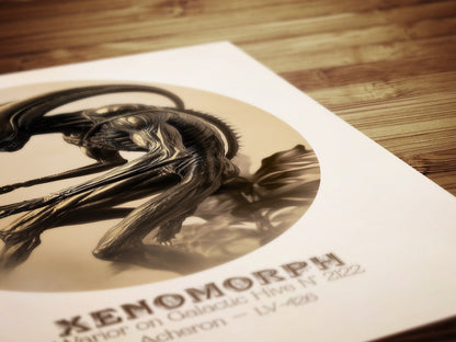 Vintage Gothic Xenomorph Postcard Art Poster, Alien Horror Wall Decor, Sci-Fi Gothic Aesthetic, Dark Fantasy Poster, Retro Futurism Wall Art