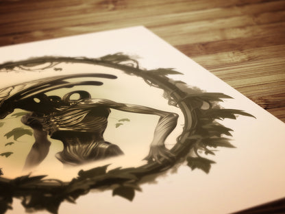 Vintage Gothic Xenomorph Art Print - Alien Horror Wall Decor, Sci-Fi Gothic Aesthetic, Dark Fantasy Poster, Retro Futurism Wall Art