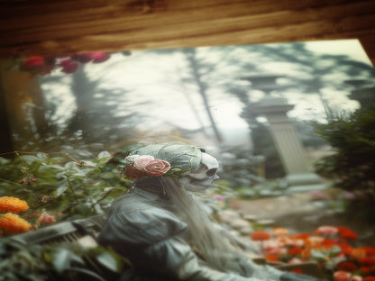 Gothic Undead Skull Banshee Garden Photograph, Ghost Print, Dark Moody Wall Art. Skeleton Occult Print Poster, Dark Academia Decor