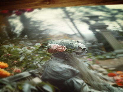 Gothic Undead Skull Banshee Garden Photograph, Ghost Print, Dark Moody Wall Art. Skeleton Occult Print Poster, Dark Academia Decor