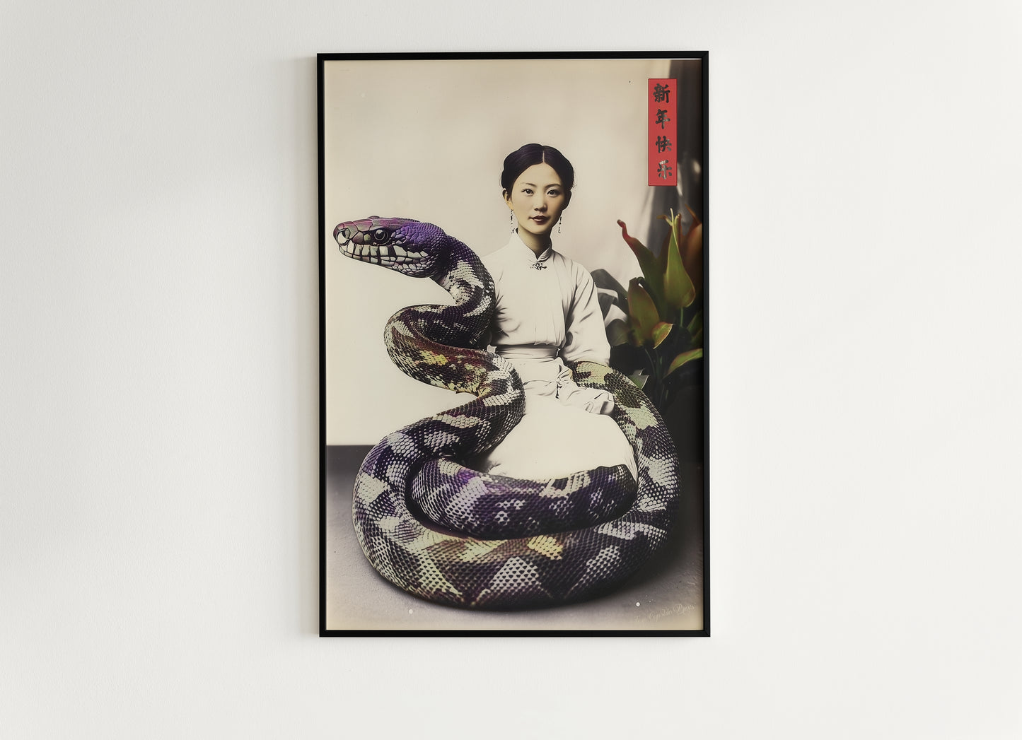 Nagini, Year of the Snake Art Print – Vintage Asian-Inspired Wall Decor, Serpent Princess Goddess Artwork, Weird Dark Academia Gothic Poster