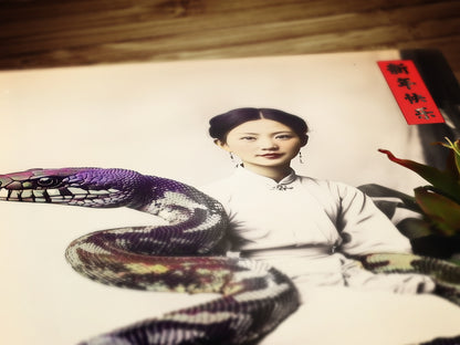 Nagini, Year of the Snake Art Print – Vintage Asian-Inspired Wall Decor, Serpent Princess Goddess Artwork, Weird Dark Academia Gothic Poster