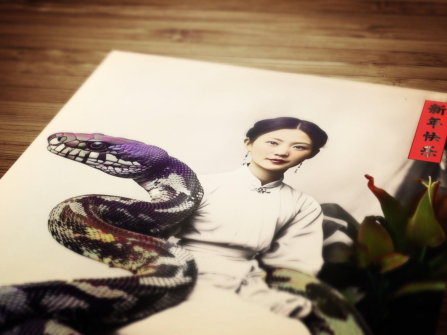 Nagini, Year of the Snake Art Print – Vintage Asian-Inspired Wall Decor, Serpent Princess Goddess Artwork, Weird Dark Academia Gothic Poster