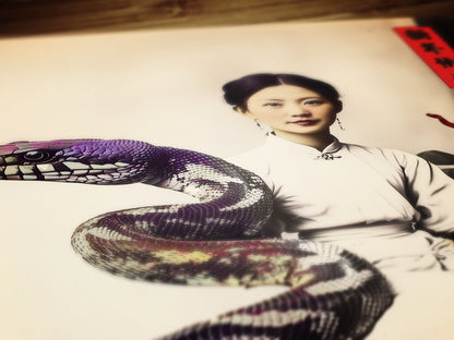 Nagini, Year of the Snake Art Print – Vintage Asian-Inspired Wall Decor, Serpent Princess Goddess Artwork, Weird Dark Academia Gothic Poster