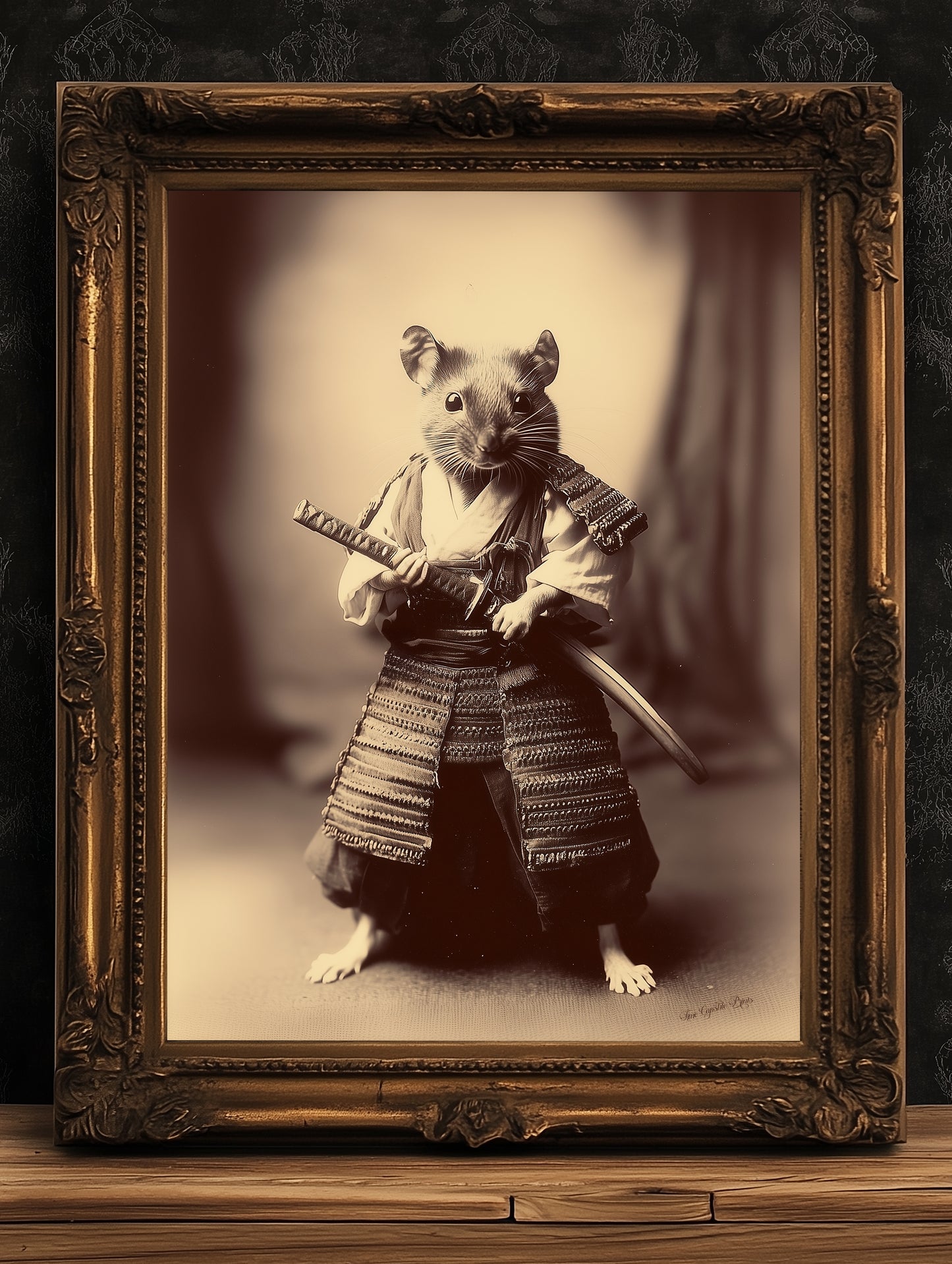 The Last Samurai, Vintage Samurai Rat Photograph, Weird Art Stuff, Retro Dark Academia Decor, Wall Art Printable