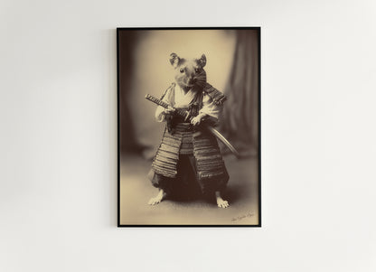 The Last Samurai, Vintage Samurai Rat Photograph, Weird Art Stuff, Retro Dark Academia Decor, Wall Art Printable