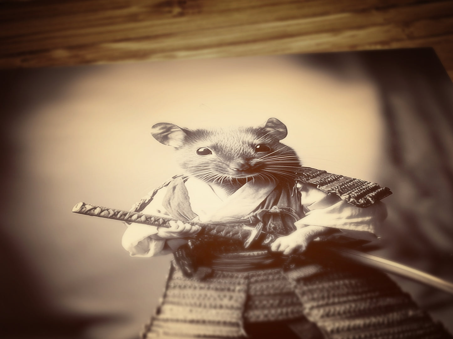 The Last Samurai, Vintage Samurai Rat Photograph, Weird Art Stuff, Retro Dark Academia Decor, Wall Art Printable